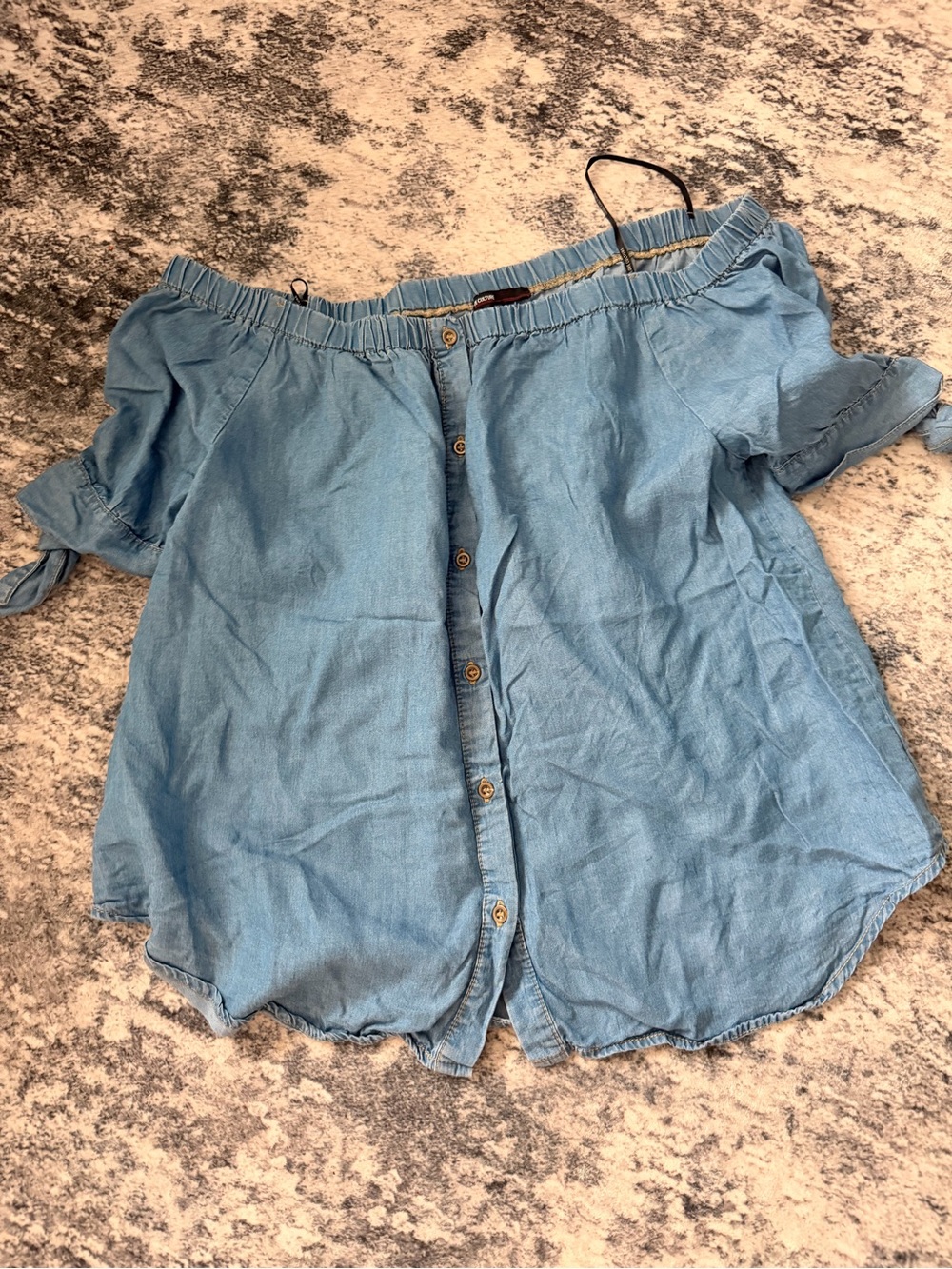 Love Culture Light Blue Off-Shoulder Button-Front Top